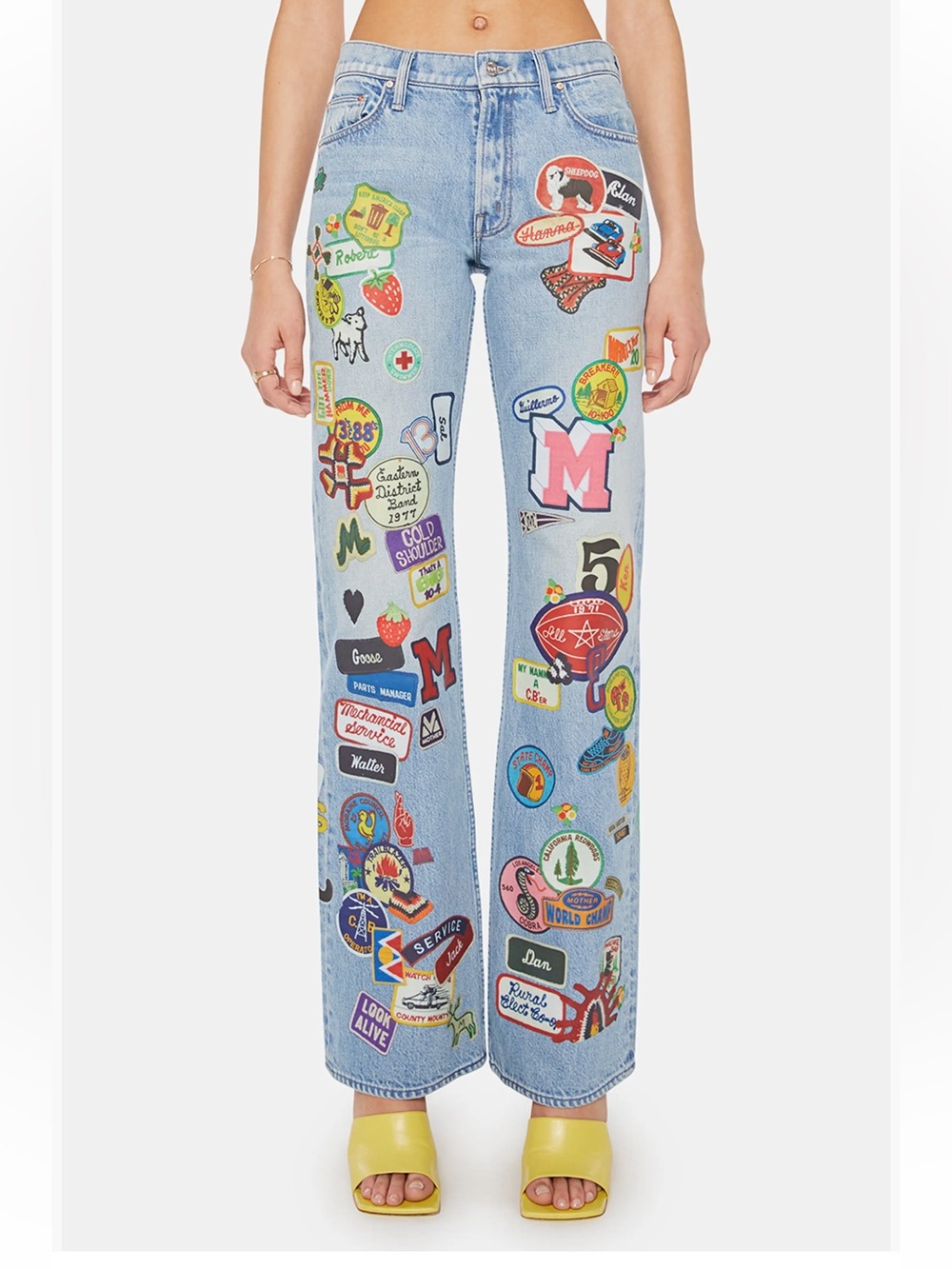 MOTHER Bookie Scout Patchwork Sticker Jeans